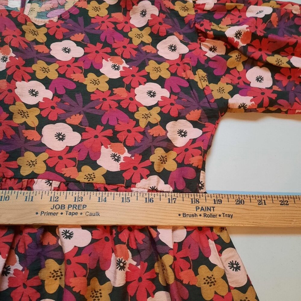 Michelle McDowell Dress Womens Large Floral Rayon Puff Sleeve Boho Lagenlook - Picture 10 of 12